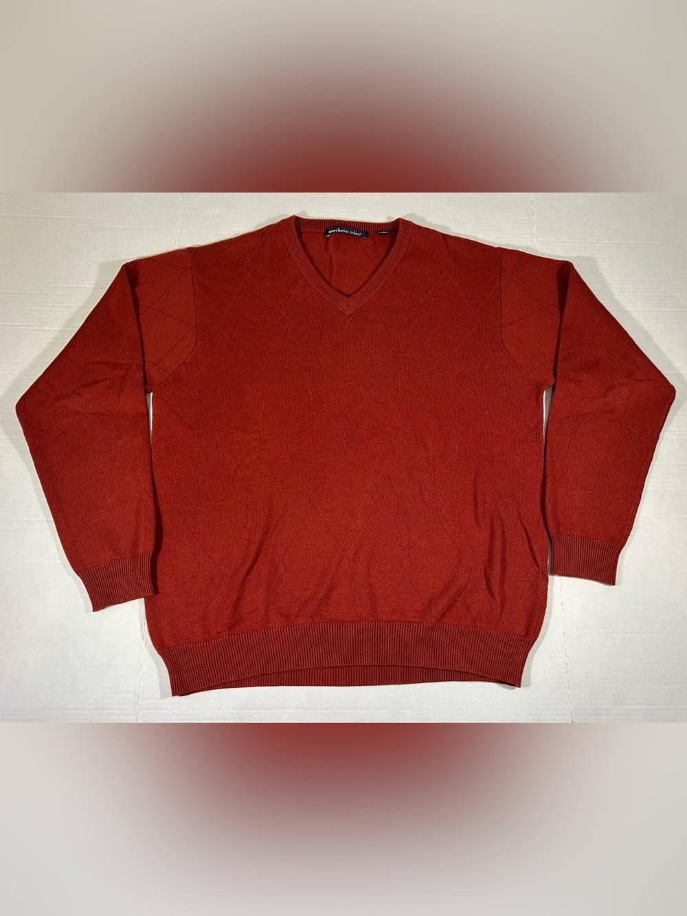 Northern isles Vintage Men’s V-Neck Sweater Argyle Knit Rust preppy grandpacore